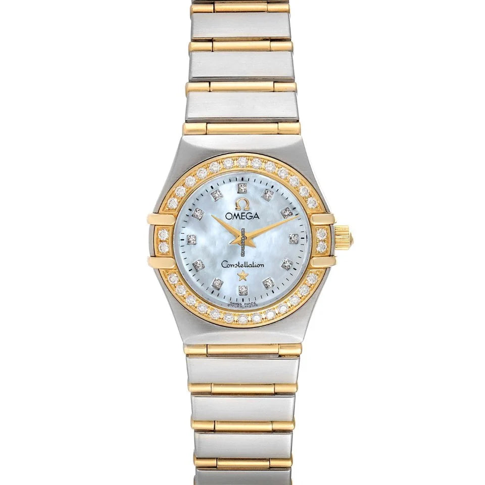 Omega mother of pearl watch with diamonds best sale