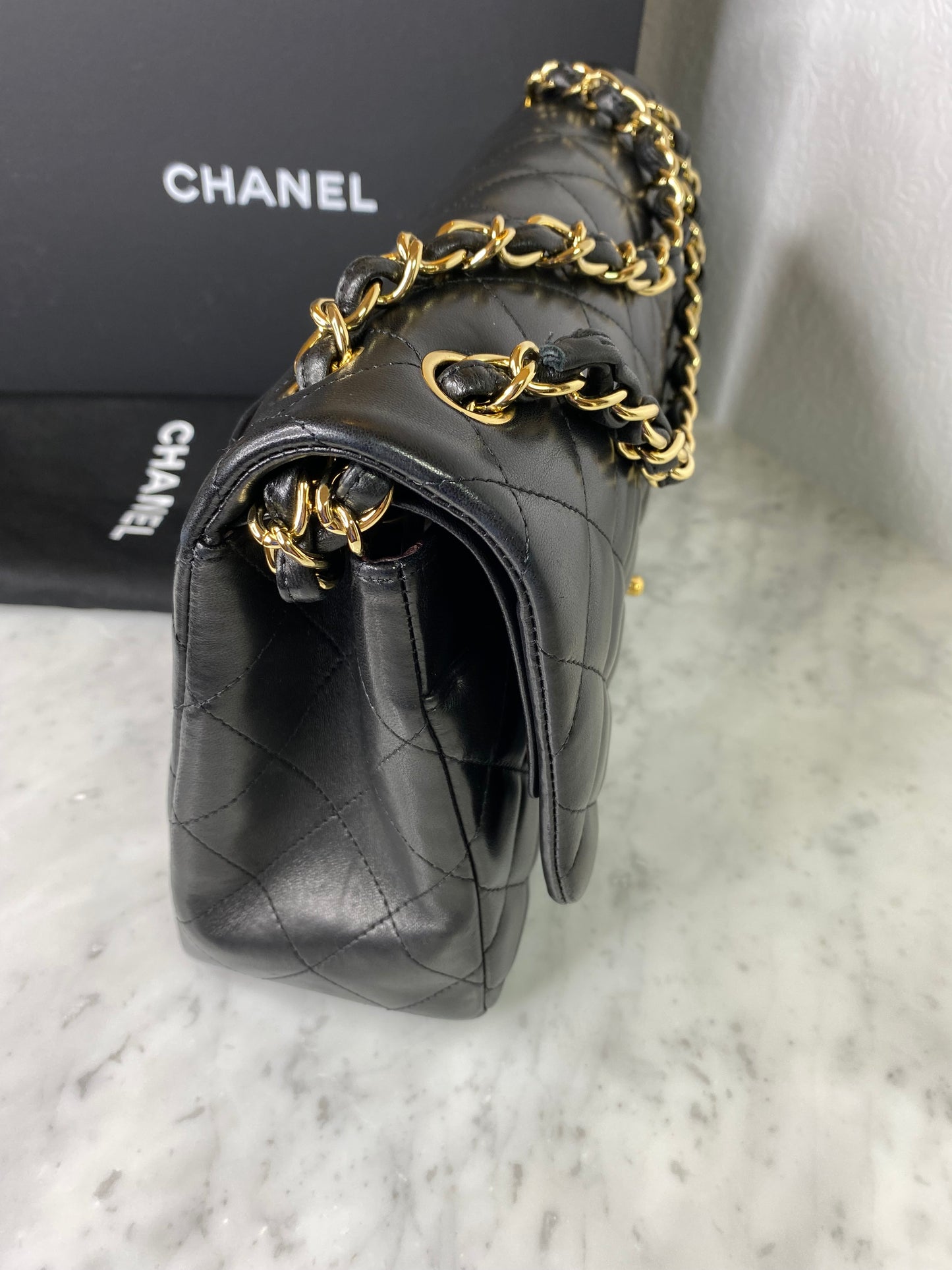 Chanel Classic Flap Lambskin Black GHW - Jumbo