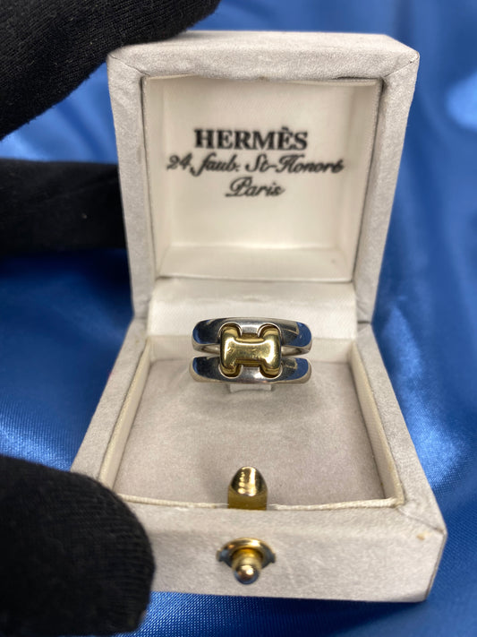 Hermes H Ring 50 - 18k Gold & Sterling Silver