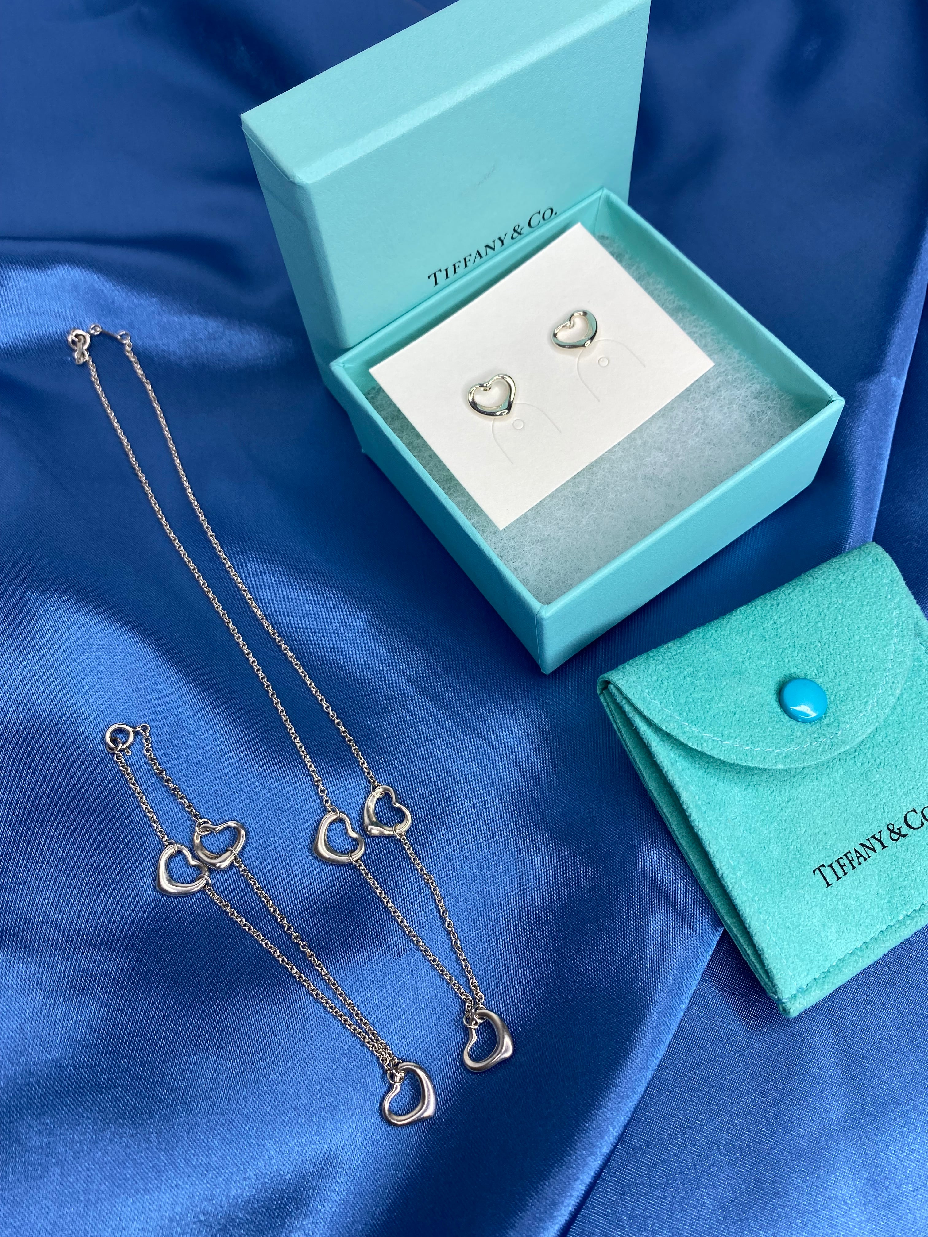 Tiffany open heart hot sale earrings silver