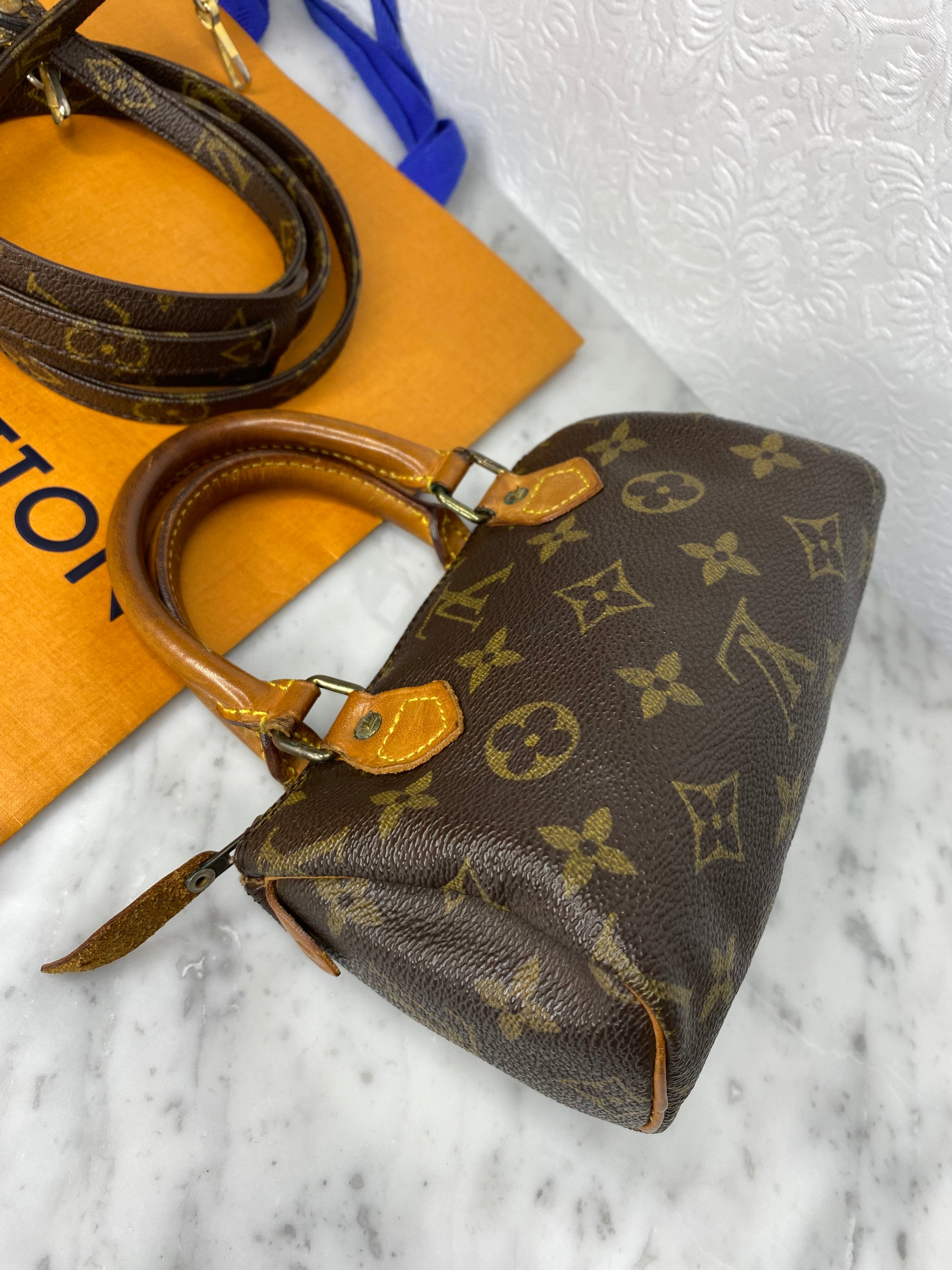 Louis Vuitton Monogram Customized Hand Painted Hearts Mini Nano Speedy w/  Strap For Sale at 1stDibs
