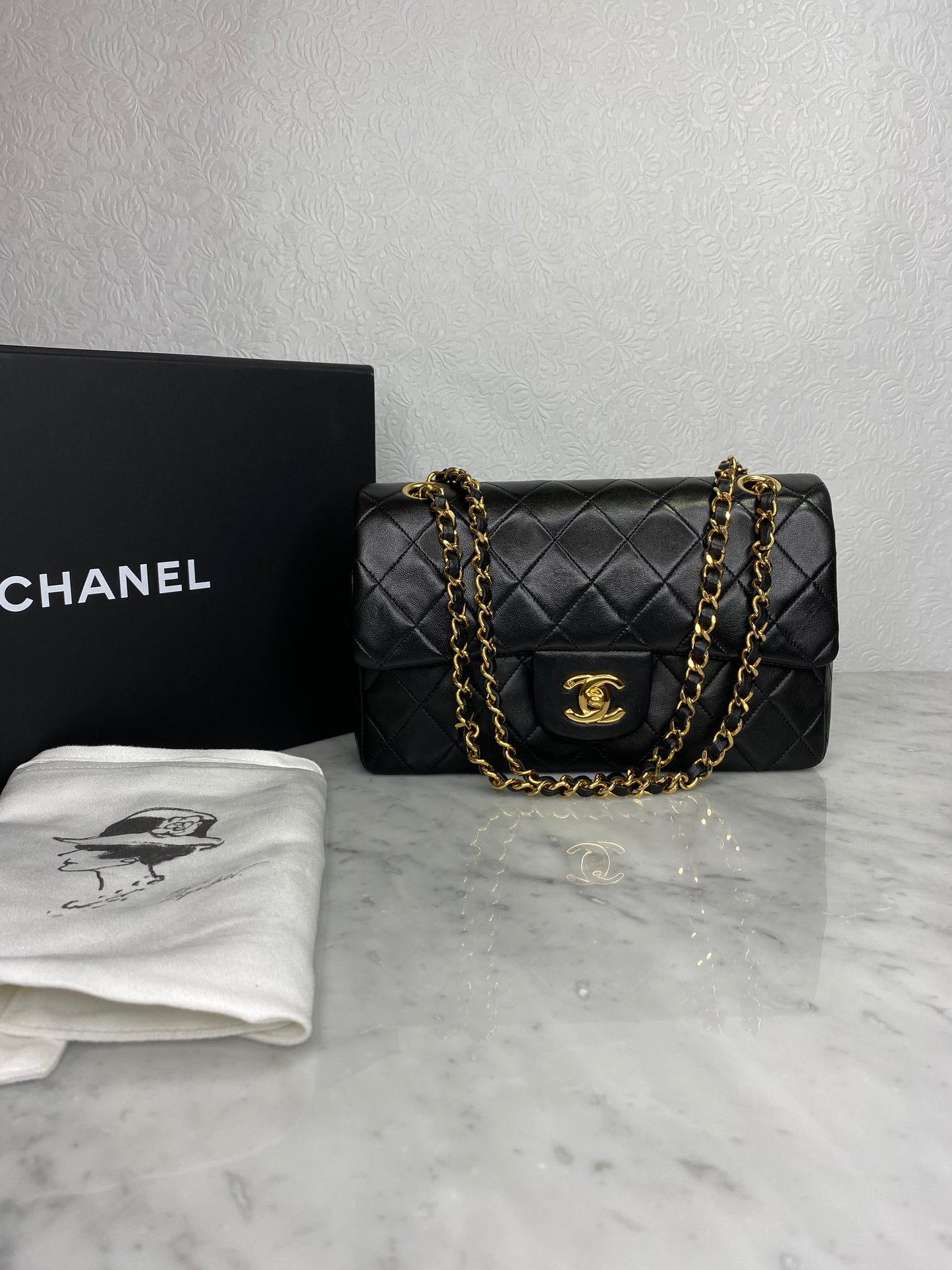 Chanel Classic Flap Lambskin Black GHW - Small