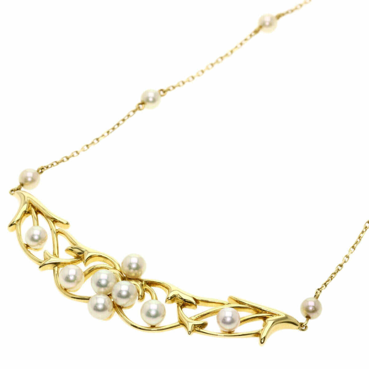 Mikimoto Pearl 18k Gold Vine Necklace