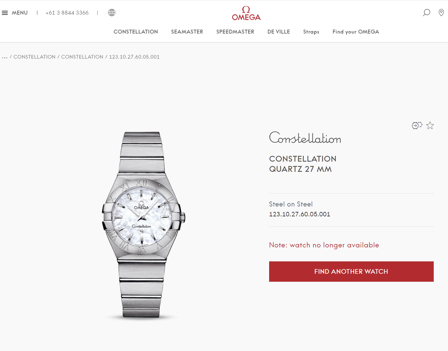 (Brand New) Omega Constellation Quartz 27mm Watch