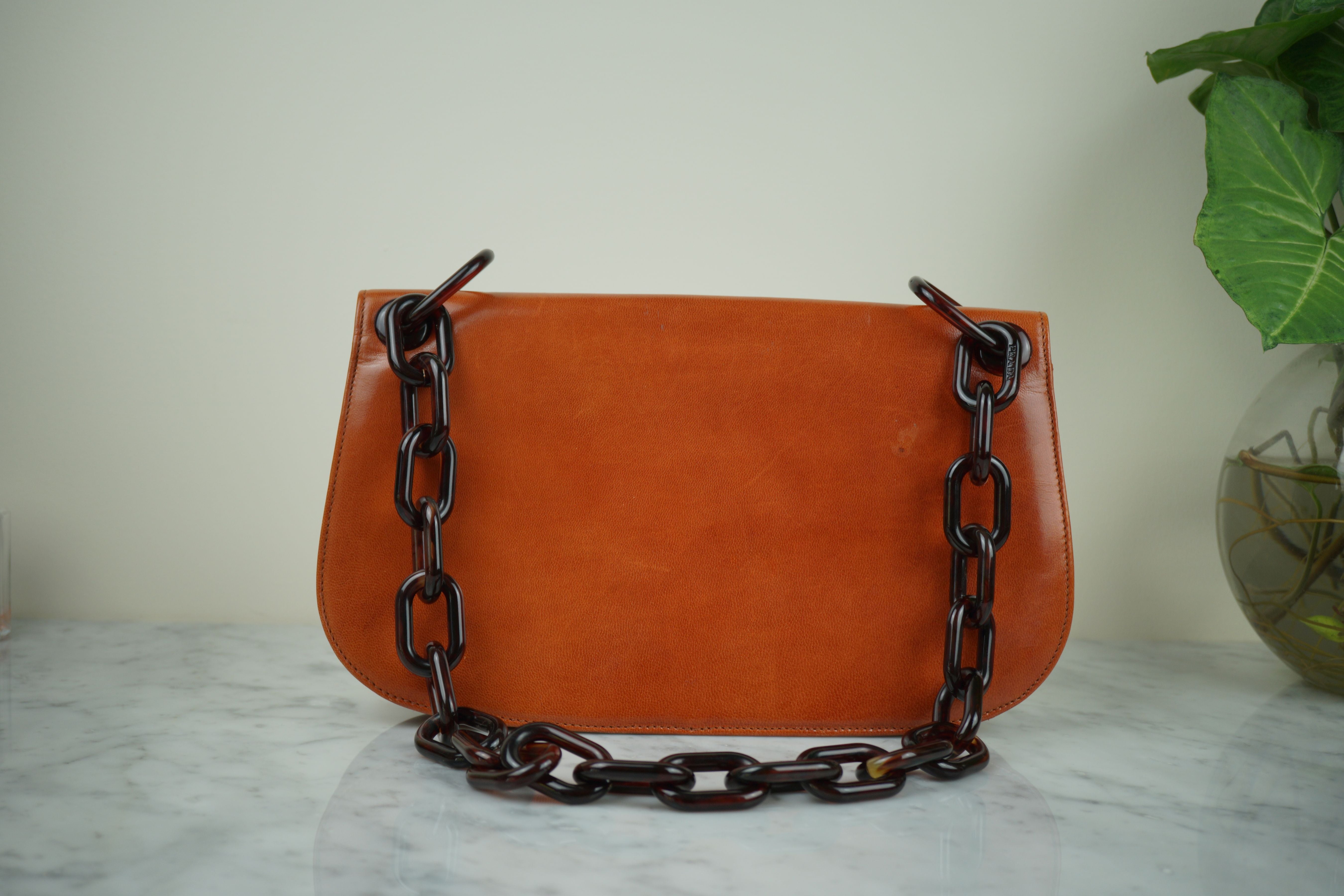 Vintage Prada Tortoise Shell Colour Perspex Chain Shoulder Bag