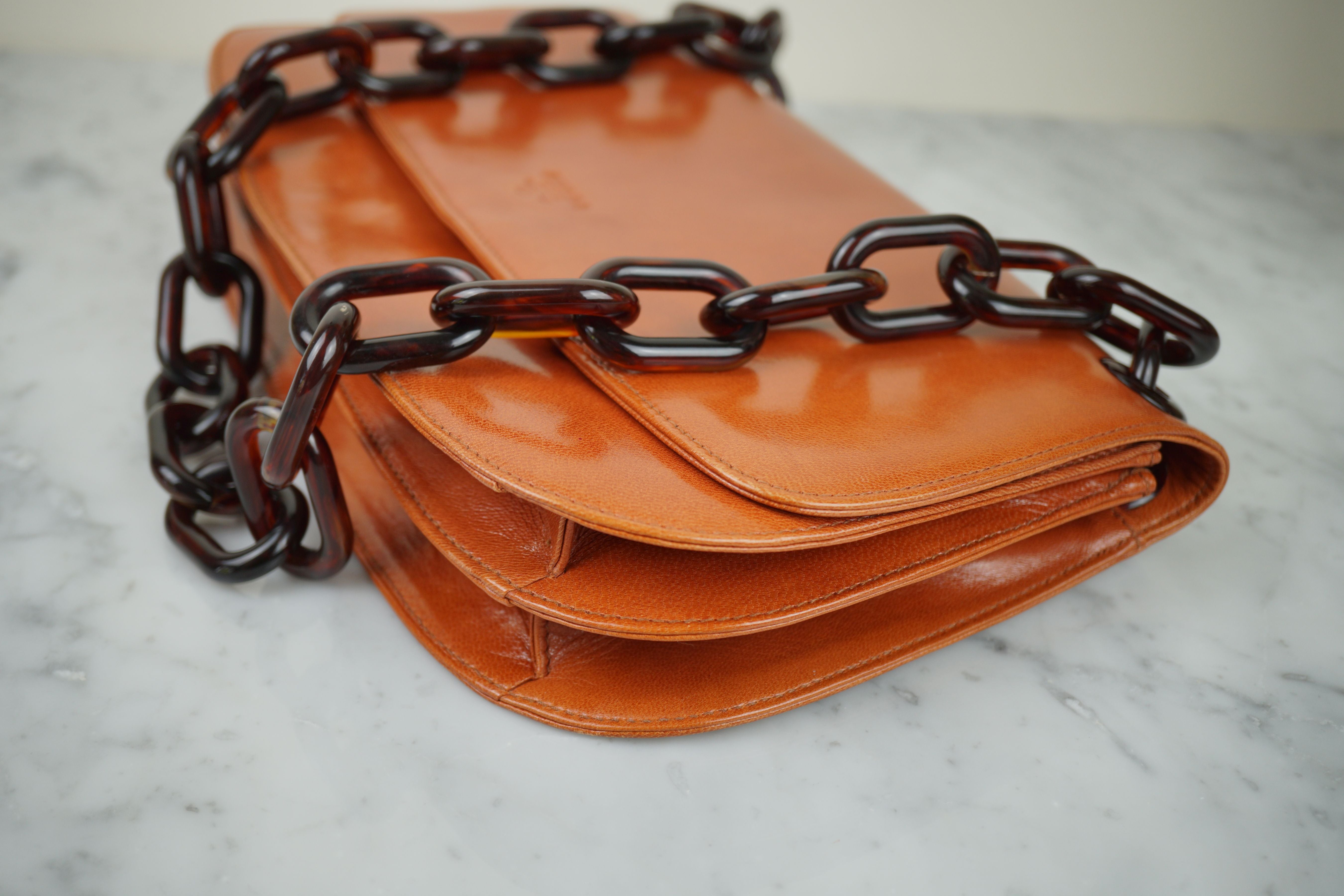 Vintage Prada Tortoise Shell Colour Perspex Chain Shoulder Bag