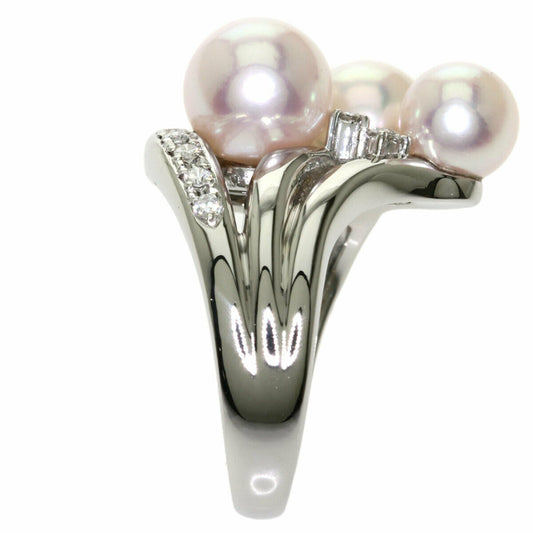 Tasaki Akoya Pearl Platinum Diamond Ring
